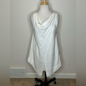 Kleen Linen Blend Sleeveless Cream Asymmetrical Tunic Size S Minimalist